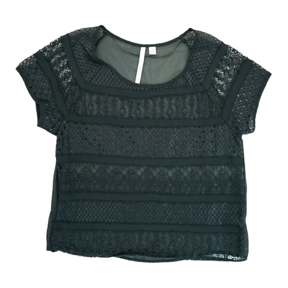 Lauren‎ Conrad Shirt Womens Size Medium Black Short Sleeve